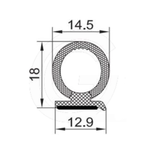 Afdichtingsprofiel | EPDM | zwart | 18 x 14,5 mm | per meter